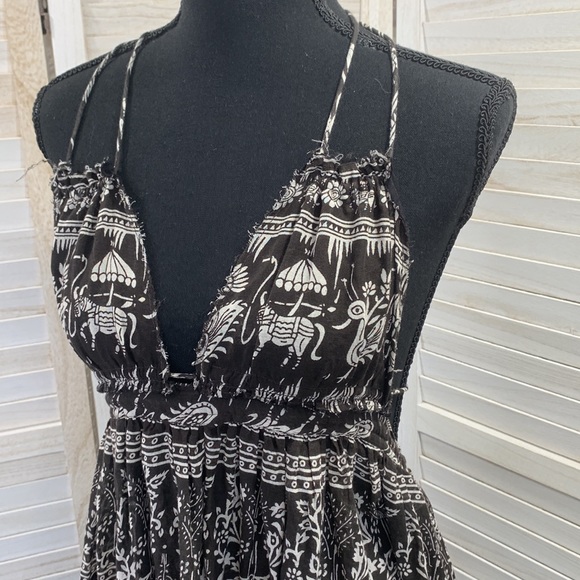 Free People Printed Triangle Top backless Boho Maxi Festival Dress XS - Picture 3 of 14